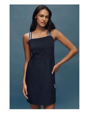 Anthropologie Adjustable Navy Mini Dress with Striped Straps